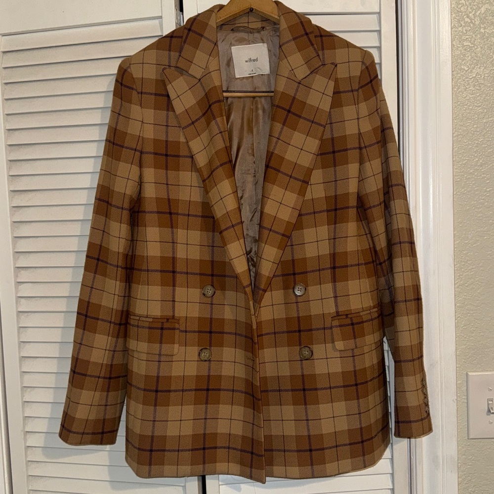Aritzia Wilfred Margaux Blazer in Tan Plaid - 4 - Picture 2 of 7